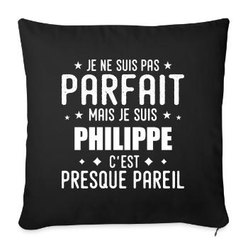 Philippe : authentique, imparfait, top, perfection - Housse de coussin décorative 45 x 45 cm - noir - Devant