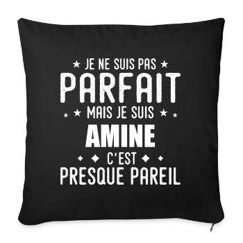 Amine: authentic, imperfect, top, perfection - Sofa pillowcase 17,3'' x 17,3'' (45 x 45 cm) - black - Front