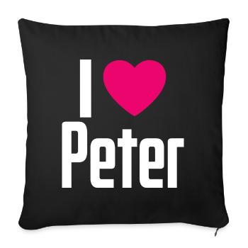 I Love Peter Pink Heart I Love Peter - Sofa pillowcase 17,3'' x 17,3'' (45 x 45 cm) - black - Front