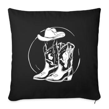 Western Lineart Boots Hat - Sofa pillowcase 17,3'' x 17,3'' (45 x 45 cm) - black - Front