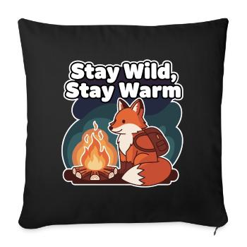 Stay Wild, Stay Warm - Fox at the Campfire - Sofa pillowcase 17,3'' x 17,3'' (45 x 45 cm) - black - Front