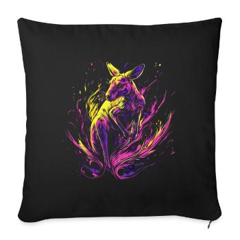 Animal kangourou Australie Down Under Art coloré au néon - Housse de coussin décorative 45 x 45 cm - noir - Devant