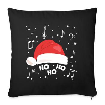 Chopeau de Noël musical avec notes musicales - Housse de coussin décorative 45 x 45 cm - noir - Devant