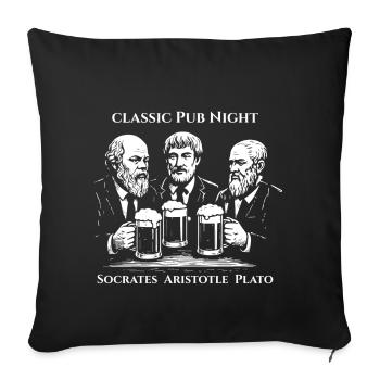 Philosophen-Pub-Nacht: Sokrates Aristoteles Platon - Sofakissenbezug 45 x 45 cm - Schwarz - Vorne