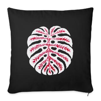 Rouge feuille de monstera – motif de plante tropicale - Housse de coussin décorative 45 x 45 cm - noir - Devant