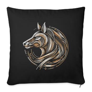 Circular Horse Head Illustration - Sofa pillowcase 17,3'' x 17,3'' (45 x 45 cm) - black - Front