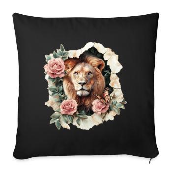 Lion - Housse de coussin décorative 45 x 45 cm - noir - Devant