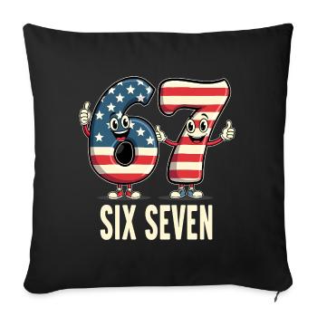 US Flag 67 Memes Six Seven - Sofa pillowcase 17,3'' x 17,3'' (45 x 45 cm) - black - Front