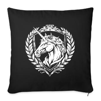Blason de licorne en couronne de laurier - Housse de coussin décorative 45 x 45 cm - noir - Devant