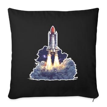 Exploration astronomique du lancement de fusées spatiales - Housse de coussin décorative 45 x 45 cm - noir - Devant