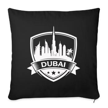 Panneau du badge de la Skyline de Dubaï - Housse de coussin décorative 45 x 45 cm - noir - Devant