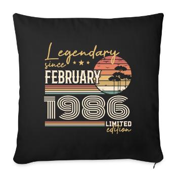 February 1986 Anniversary 1986 Legends February - Sofa pillowcase 17,3'' x 17,3'' (45 x 45 cm) - black - Front