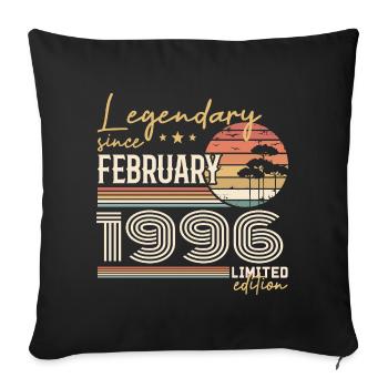 Février 1996 anniversaire 1996 légendes Février - Housse de coussin décorative 45 x 45 cm - noir - Devant