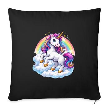 Rainbow Unicorn Over Clouds - Sofa pillowcase 17,3'' x 17,3'' (45 x 45 cm) - black - Front
