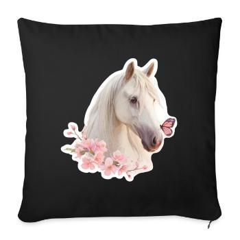 Cheval avec papillon - Housse de coussin décorative 45 x 45 cm - noir - Devant
