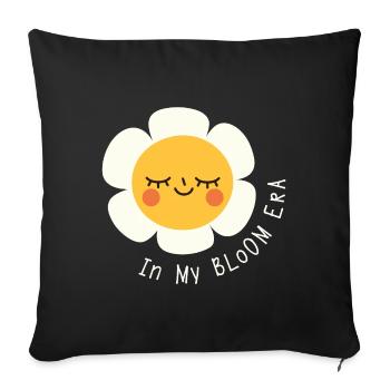 À l’ère de ma floraison – Expression fleurie de dessin animé plate - Housse de coussin décorative 45 x 45 cm - noir - Devant