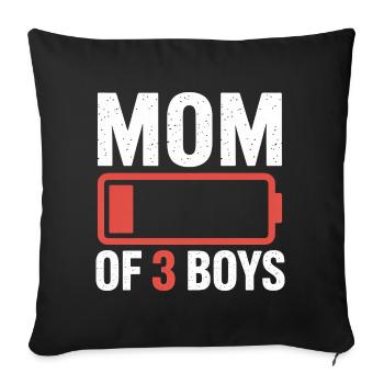Mom of 3 Boys Battery Icon Tee - Sofa pillowcase 17,3'' x 17,3'' (45 x 45 cm) - black - Front