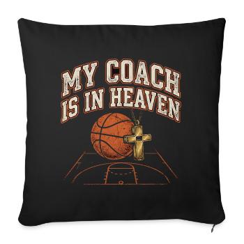 Mon entraîneur est au paradis dans le basket chrétien - Housse de coussin décorative 45 x 45 cm - noir - Devant