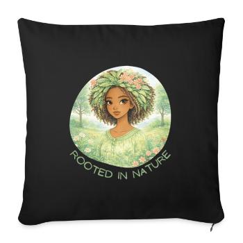Une femme enracinée dans la Nature - Housse de coussin décorative 45 x 45 cm - noir - Devant