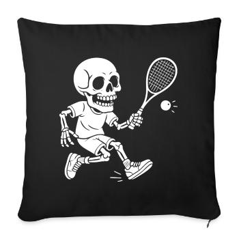 Jeu de tennis squelette Humour Design - Housse de coussin décorative 45 x 45 cm - noir - Devant