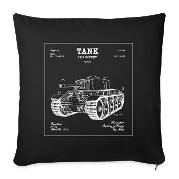 Vintage-TANK 1915 Patentmuster-T-Shirt - Sofakissenbezug 45 x 45 cm - Schwarz - Vorne
