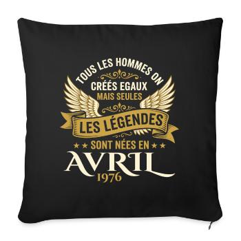 Légendaire depuis Avril 1976 - Vintage Avril 1976 - Housse de coussin décorative 45 x 45 cm - noir - Devant