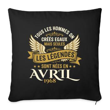 Légendaire depuis Avril 1968 - Vintage Avril 1968 - Housse de coussin décorative 45 x 45 cm - noir - Devant