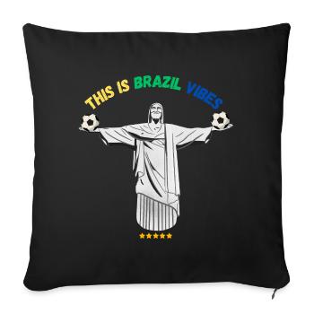 Brazil Football Vibes – Style Supporter - Housse de coussin décorative 45 x 45 cm - noir - Devant