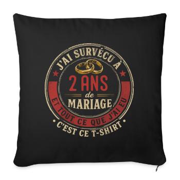 Humour Anniversaire : J'ai Survécu à 2 Ans - Housse de coussin décorative 45 x 45 cm - noir - Devant