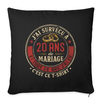 Humour Anniversaire : J'ai Survécu à 20 Ans - Housse de coussin décorative 45 x 45 cm - noir - Devant