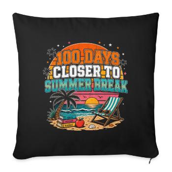 Coucher de soleil de l’école de 100 jours d’été - Housse de coussin décorative 45 x 45 cm - noir - Devant