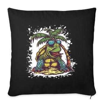 Turtle Summer Comic - Sofa pillowcase 17,3'' x 17,3'' (45 x 45 cm) - black - Front