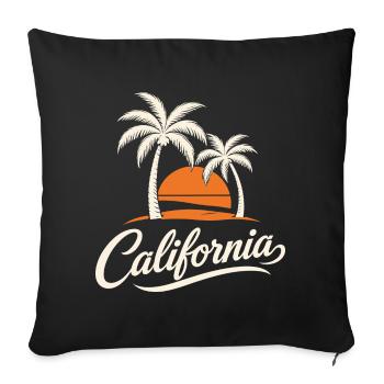 Palmiers et Coucher Californien - Housse de coussin décorative 45 x 45 cm - noir - Devant