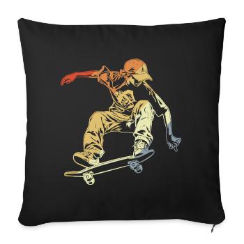 Skateboarder Boy Vintage Look - Housse de coussin décorative 45 x 45 cm - noir - Devant