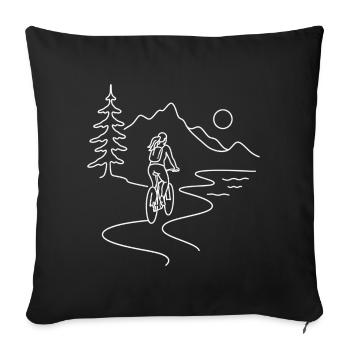 Cyclist woman in mountain - Sofa pillowcase 17,3'' x 17,3'' (45 x 45 cm) - black - Front
