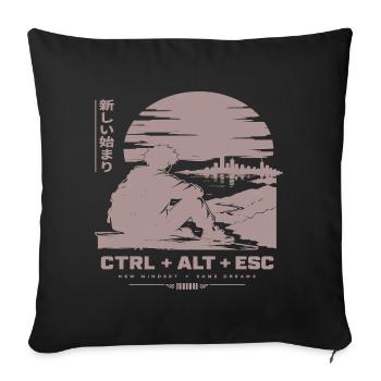 Neue Horizonte: CTRL ALT ESC Retro-Szene - Sofakissenbezug 45 x 45 cm - Schwarz - Vorne