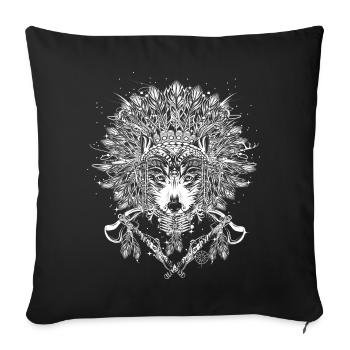 Chef loup avec couvre-chef - Housse de coussin décorative 45 x 45 cm - noir - Devant