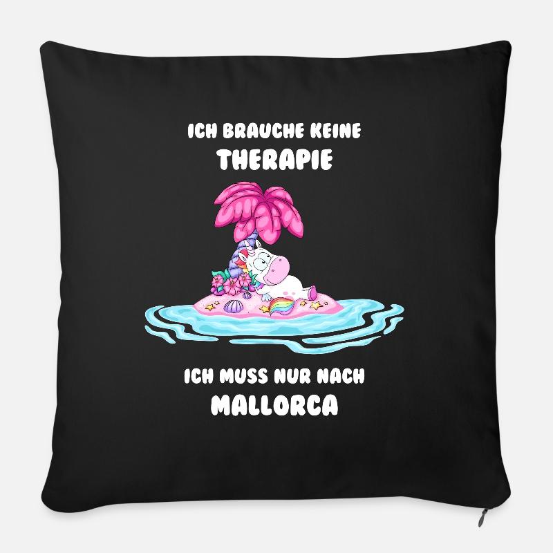 Therapie Einhorn Mallorca - Sofakissenbezug 45 x 45 cm - Schwarz