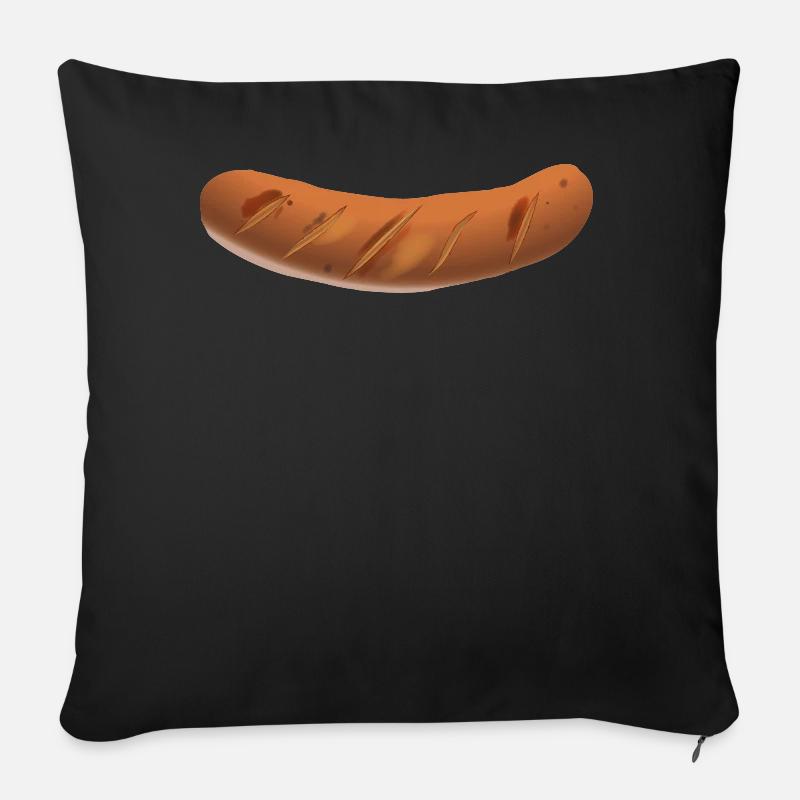 Saucisses, saucisses grillées - Housse de coussin décorative 45 x 45 cm - noir