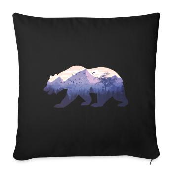 Cadeau de randonnée aventure tente tente ours de montagne - Housse de coussin décorative 45 x 45 cm - noir - Devant