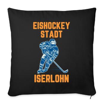 Eishockey Stadt ISERLOHN - Sofakissenbezug 45 x 45 cm - Schwarz - Vorne