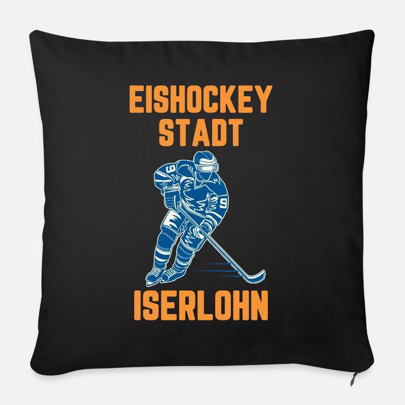 Eishockey Stadt ISERLOHN - Sofakissenbezug 45 x 45 cm - Schwarz
