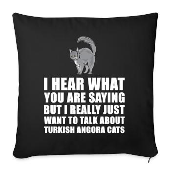 Angora turc Cat cadeau mignon - Housse de coussin décorative 45 x 45 cm - noir - Devant