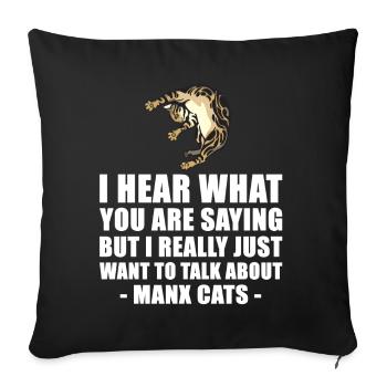 Chat mannois Fun cadeau - Housse de coussin décorative 45 x 45 cm - noir - Devant
