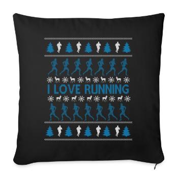 I love Running Ugly Christmas Sweater Weihnachten - Sofa pillowcase 17,3'' x 17,3'' (45 x 45 cm) - black - Front
