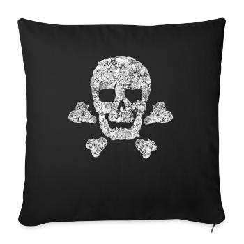 Funny Cat Skull Crossbone Kitty Kitten Pirate Gift - Sofa pillowcase 17,3'' x 17,3'' (45 x 45 cm) - black - Front