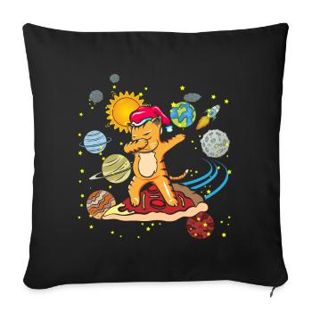 Dabbing cat DAB pizza space gift space - Sofa pillowcase 17,3'' x 17,3'' (45 x 45 cm) - black - Front