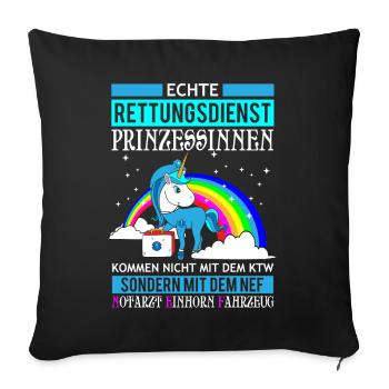 Cadeau de sauvetage princesse Licorne - Housse de coussin décorative 45 x 45 cm - noir - Devant