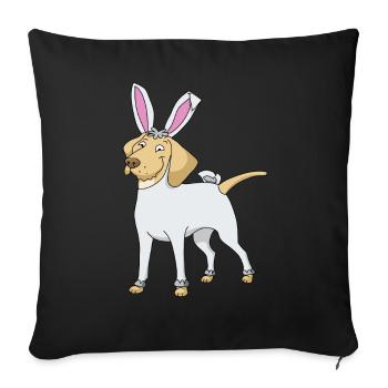 Labrador Golden Retriever als Osterhase Ostern - Sofakissenbezug 45 x 45 cm - Schwarz - Vorne