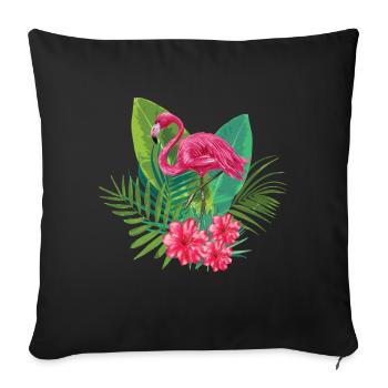 Flamingo, flowers, nature; Stylish gift idea - Sofa pillowcase 17,3'' x 17,3'' (45 x 45 cm) - black - Front